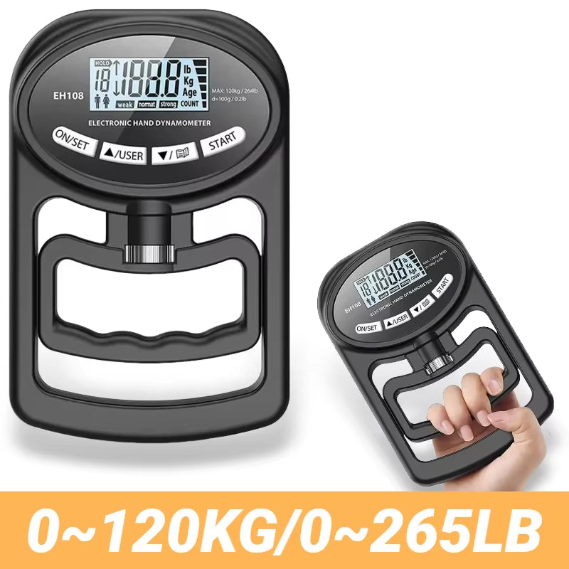 265LBS/120KG LCD Screen Grip Strength Meter for Men and Women Tester Digital Hand Dynamometer Training Rechargeable Dual Purpose