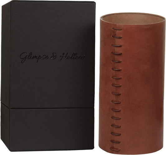 Leather Vase - Farmhouse Vase for Flowers, Brown Vase, Rustic Vases for Flowers | Rustic Room Decor, Masculine Decor, Rustic Vases for Decor | Log Cabin Decor | 8"