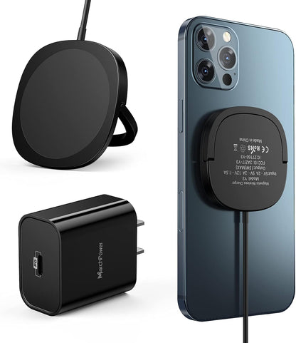 Iphone Magnetic Charger - Super Fast Mag Safe Charging Pad and 20W PD2.0 USB-C Wall Plug Compatible with Iphone 15 14 13 12 Pro Max Series, Airpods Series - Black